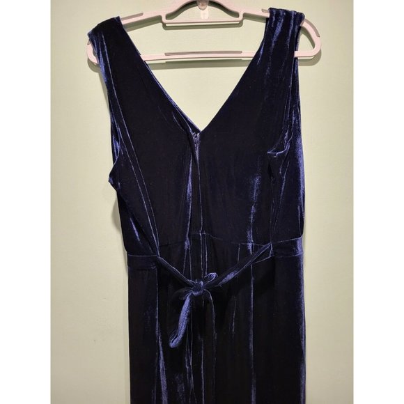 New Modcloth X Collectif Angel Navy Blue Velvet Maxi Dress Sleeveless Slit Sz 16 - Picture 6 of 9